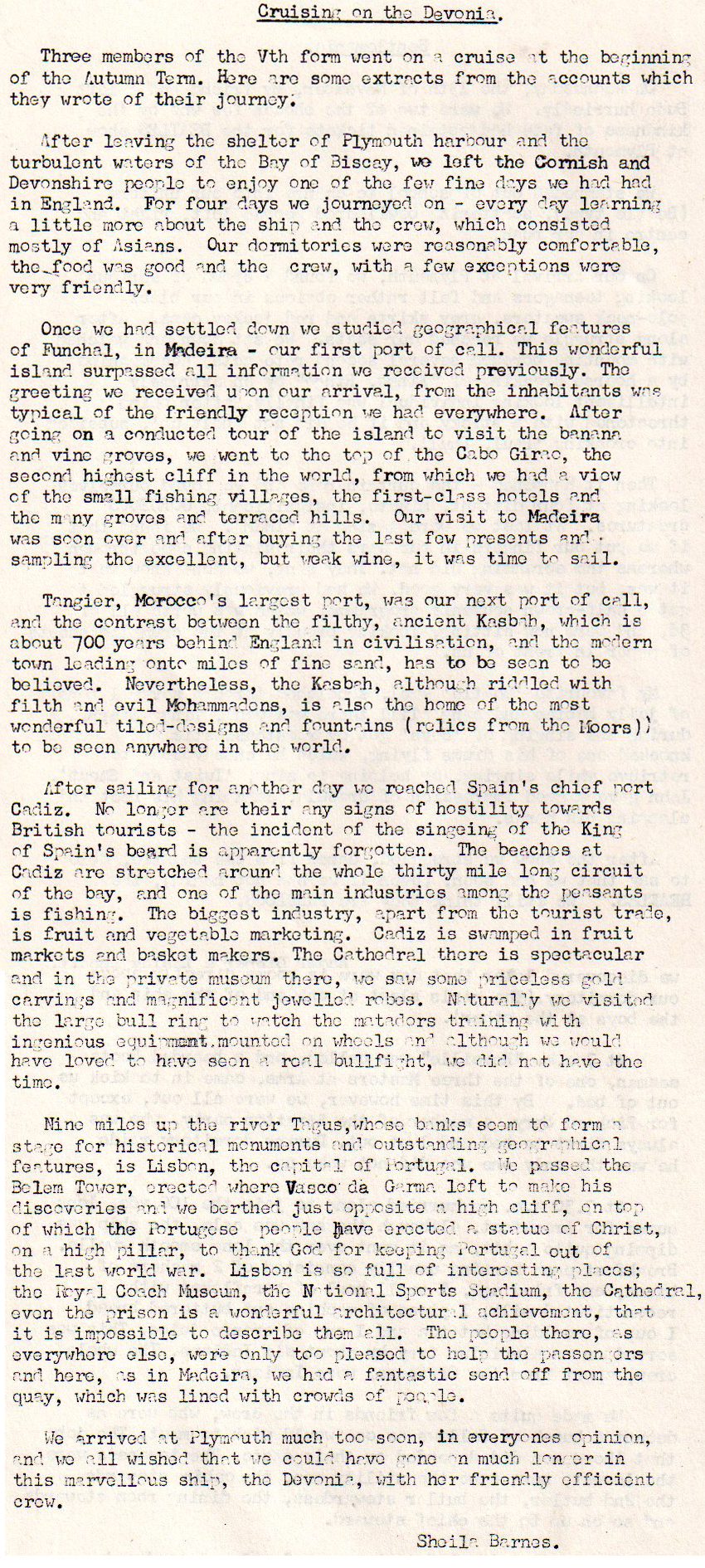 1963 Cruse Trip Text