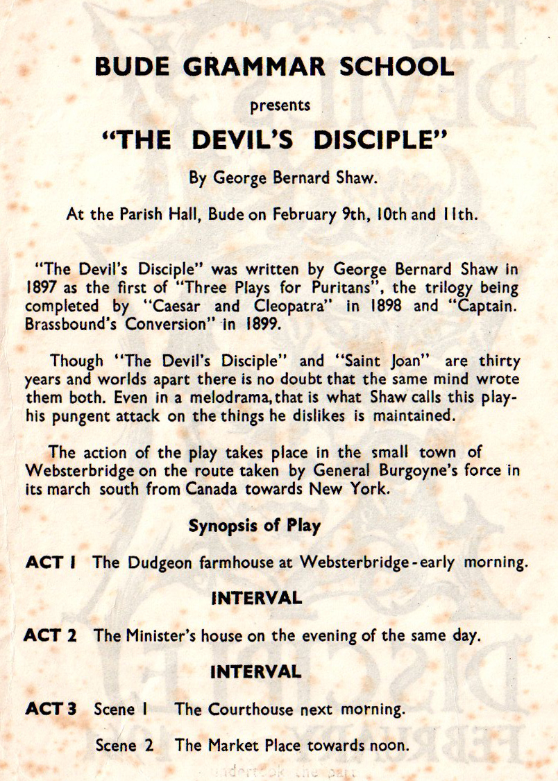 1961 School Play Programme