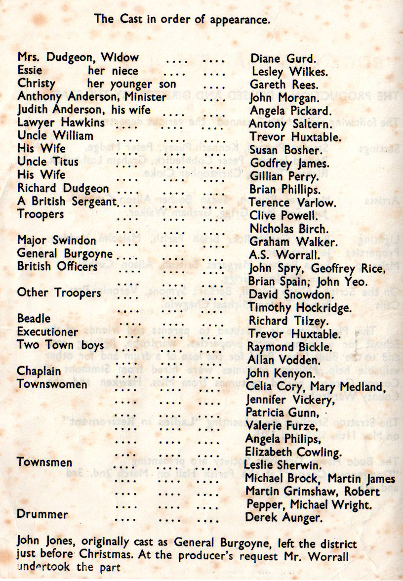 1961 School Play Programme