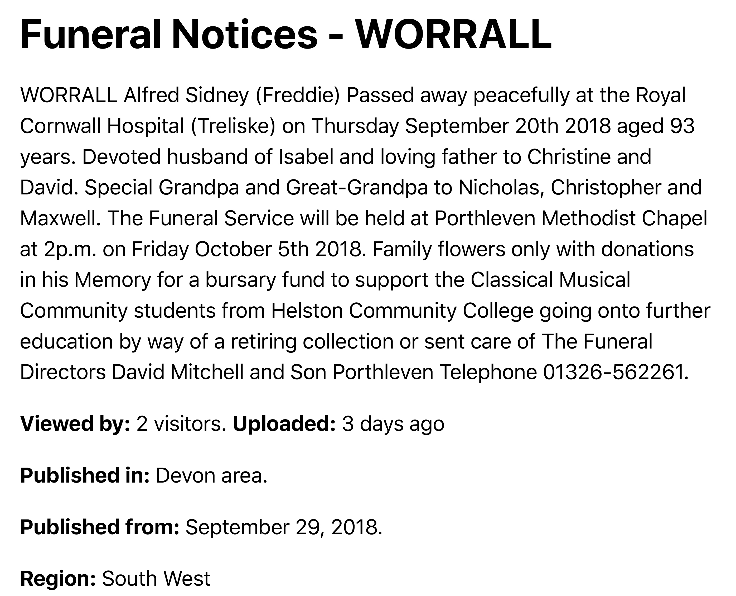 Worrall Notice